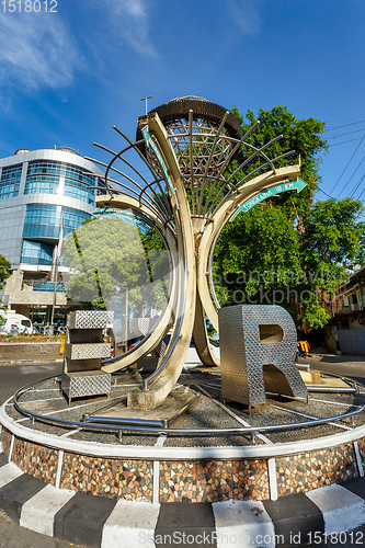 Image of Tugu Zero Point on the street of Manado, Indonesia