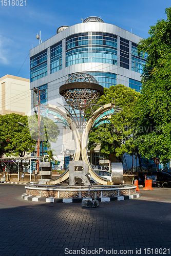 Image of Tugu Zero Point on the street of Manado, Indonesia