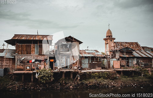 Image of Poor houses and local people in Kota Manado ghetto, Indonesia