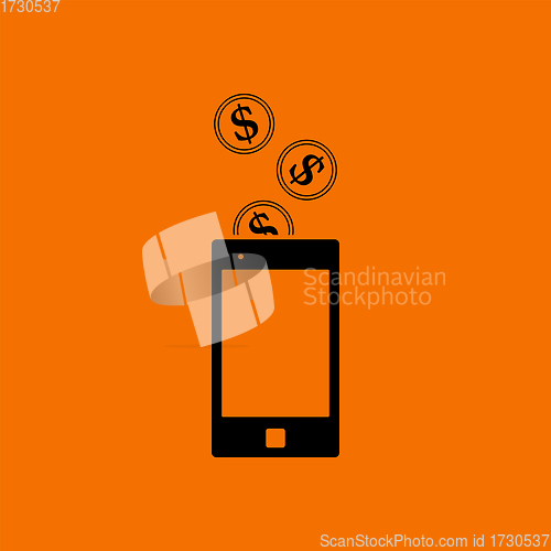 Image of Golden Coins Fall In Smartphone Icon