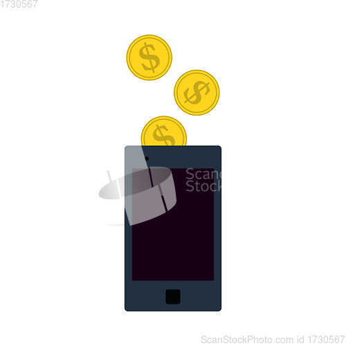 Image of Golden Coins Fall In Smartphone Icon