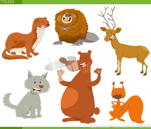 Image of funny wild animal characters set