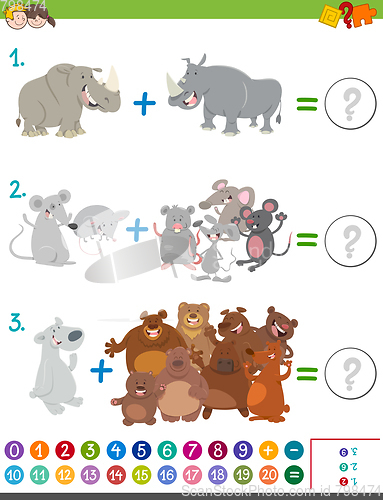 Image of addition maths game with animals