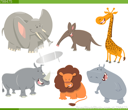 Image of cute safari animals set