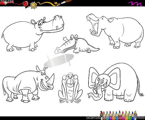 Image of animal characters coloring page