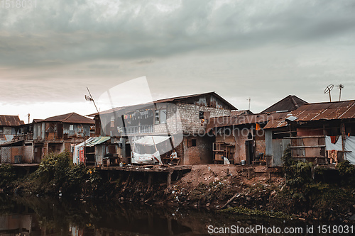 Image of Poor houses and local people in Kota Manado ghetto, Indonesia