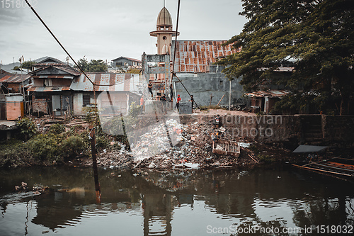 Image of Poor houses and local people in Kota Manado ghetto, Indonesia