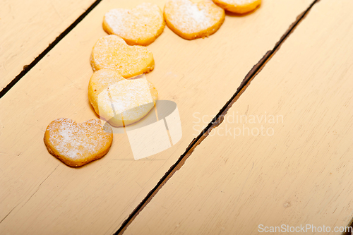 Image of heart shaped shortbread valentine cookies