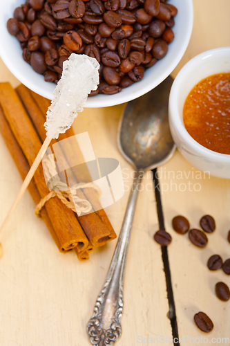 Image of espresso coffee with sugar and spice