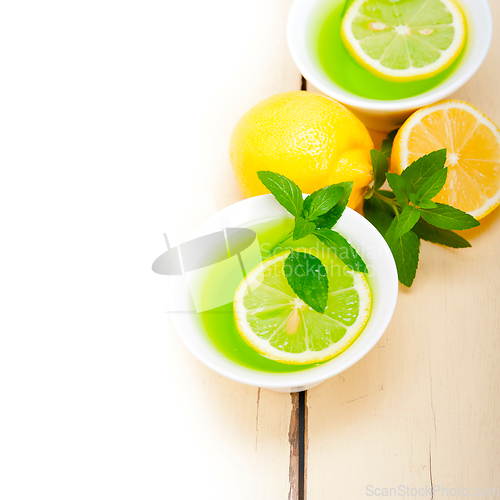 Image of mint infusion tea tisane with lemon