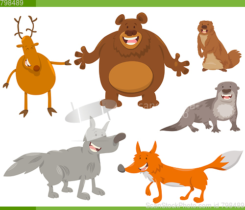 Image of happy wild animal characters set