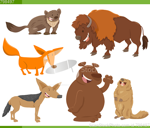 Image of cute wild animal characters set