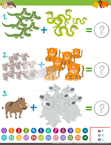 Image of addition game with animals