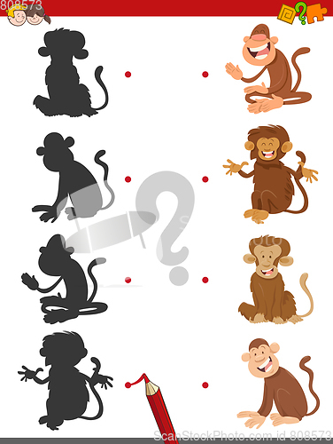 Image of match shadows game with monkeys