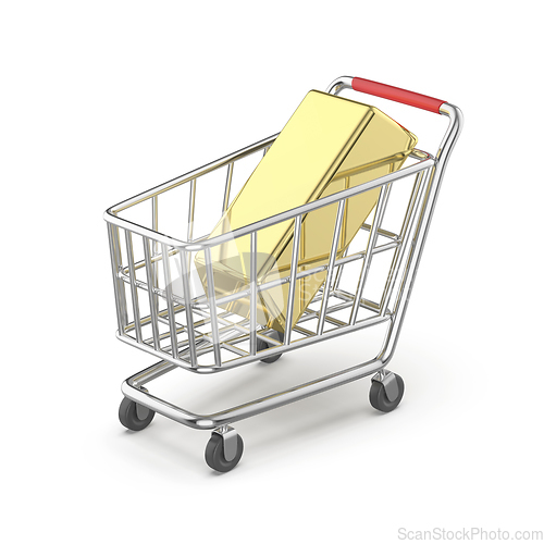 Image of Shopping cart with gold bar