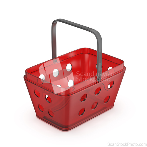 Image of Empty red plastic shopping basket