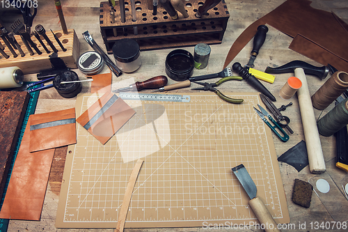 Image of Leathermaker\'s work desk