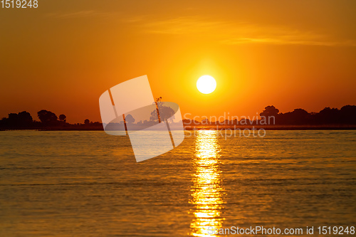 Image of sunset on Chobe river, Botswana Africa