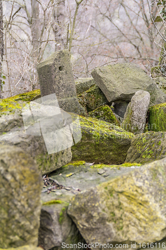 Image of stone pile at early spring time