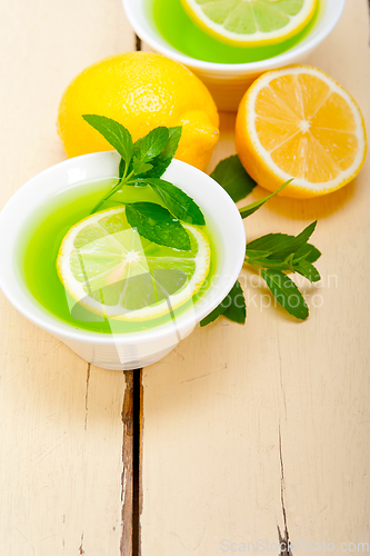 Image of mint infusion tea tisane with lemon