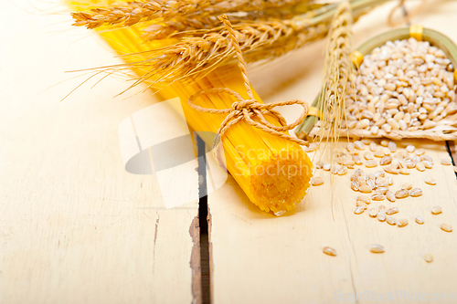 Image of organic Raw italian pasta and durum wheat