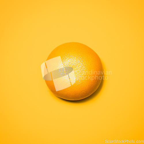 Image of Studio, orange and fruit for diet, vitamin C and healthy nutrition on isolated wallpaper or background. Food, eating organic and grocery for natural wellness, health and fruity citrus mockup