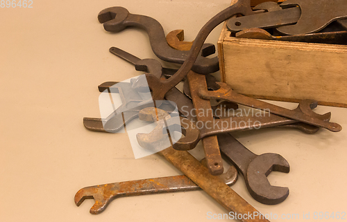Image of Collection of old rusty wrenche