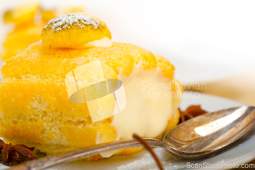 Image of cream roll cake dessert and spices