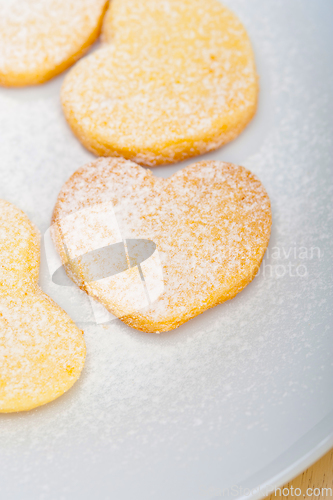 Image of heart shaped shortbread valentine cookies