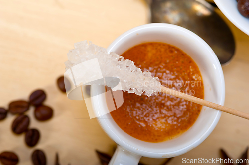 Image of espresso coffee with sugar and spice