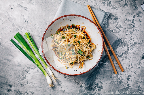 Image of Korean bean sprout salad - spicy mung bean sprouts salad with ga