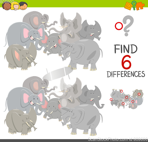 Image of differences game with elephants