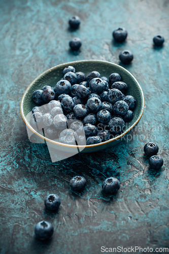 Image of Blueberry - antioxidant organic superfood in a bowl concept for healthy eating and nutrition