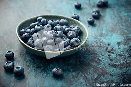 Image of Blueberry - antioxidant organic superfood in a bowl concept for healthy eating and nutrition