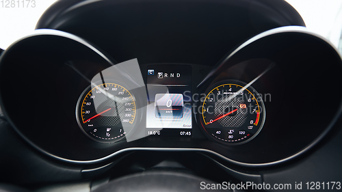 Image of Modern car interior dashboard details