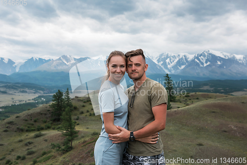 Image of Romantic couple in the mountain
