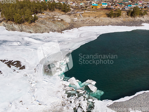 Image of Aerial view of winter blue lakes