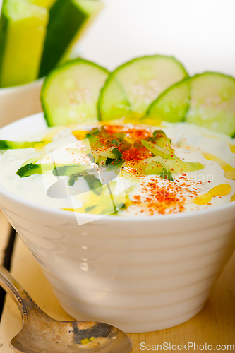 Image of Arab middle east goat yogurt and cucumber salad