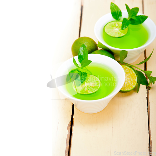 Image of mint infusion tea tisane with lime