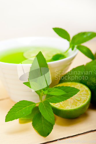 Image of mint infusion tea tisane with lime