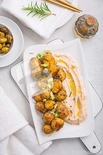 Image of Whipped feta, ricotta, cheese dip (Tirokafteri) with crispy bake