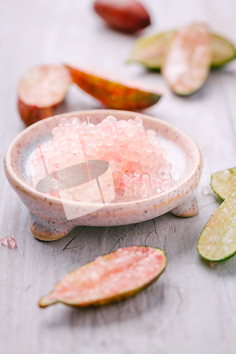 Image of Australian finger lime or caviar lime, edible fruits used in gou