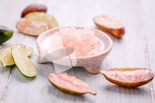 Image of Australian finger lime or caviar lime, edible fruits used in gou