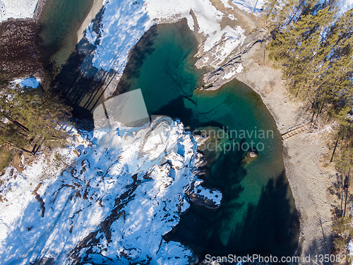 Image of Aerial view of winter blue lakes