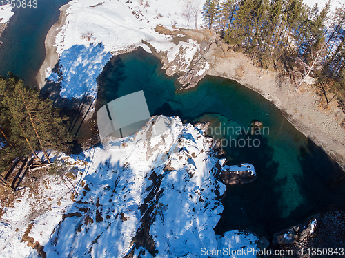 Image of Aerial view of winter blue lakes