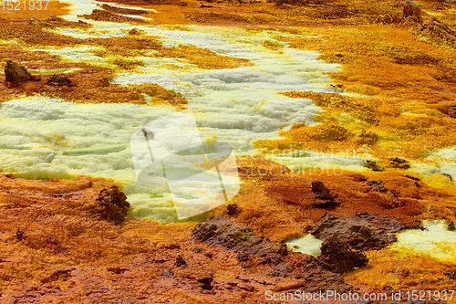 Image of moonscape of Dallol Lake, Danakil depression Ethiopia