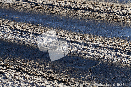 Image of Asphalt road in winter