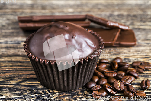 Image of coffee , cupcake and milk chocolate