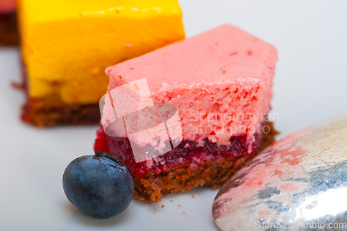 Image of strawberry and mango mousse dessert cake