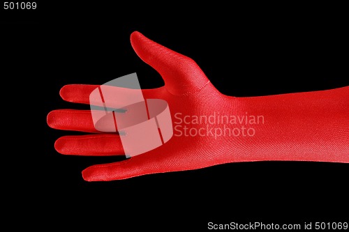 Image of Strange hand with a red glove